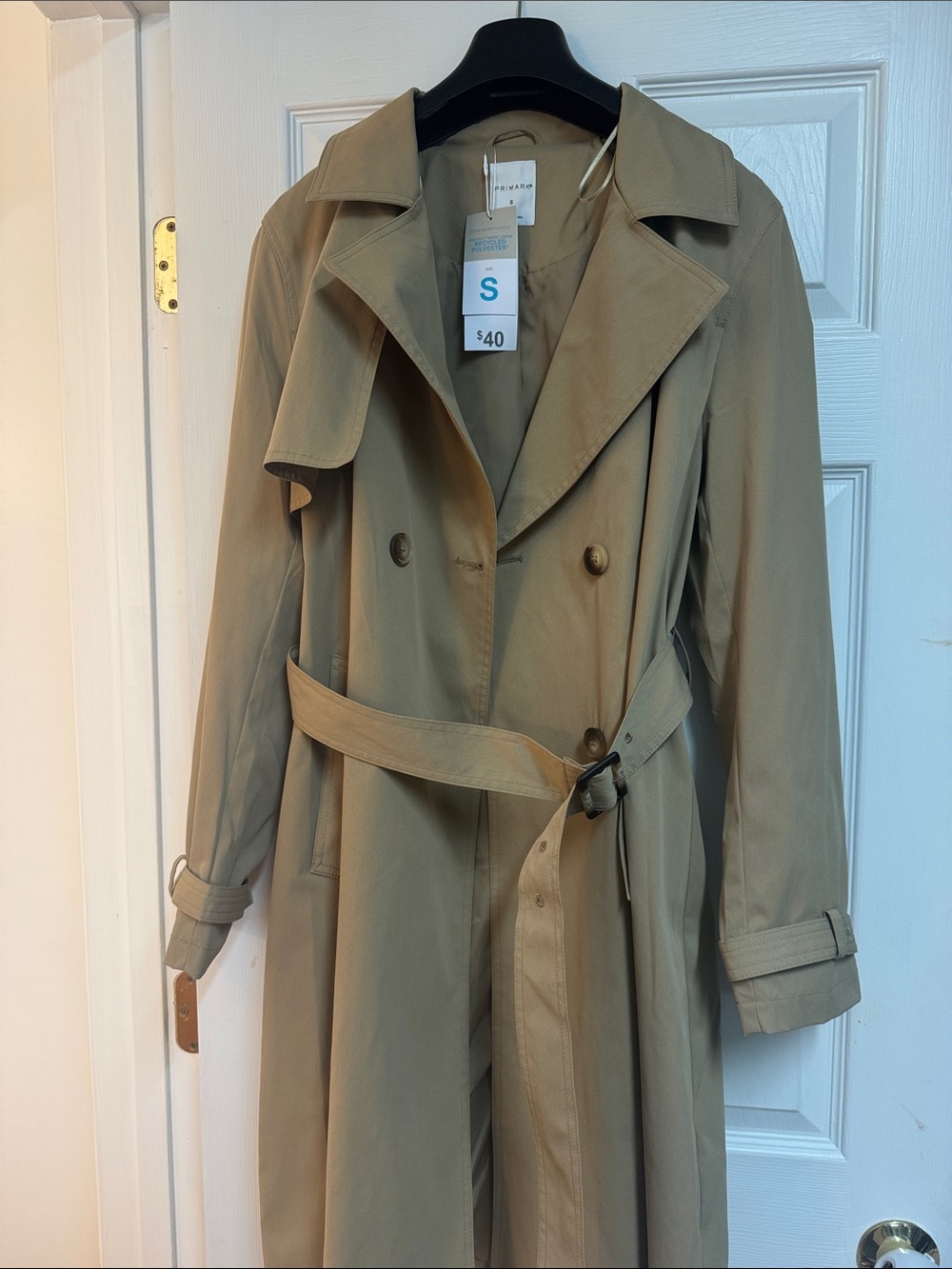 Primark Tan Double-Breasted Trench Coat with Belt